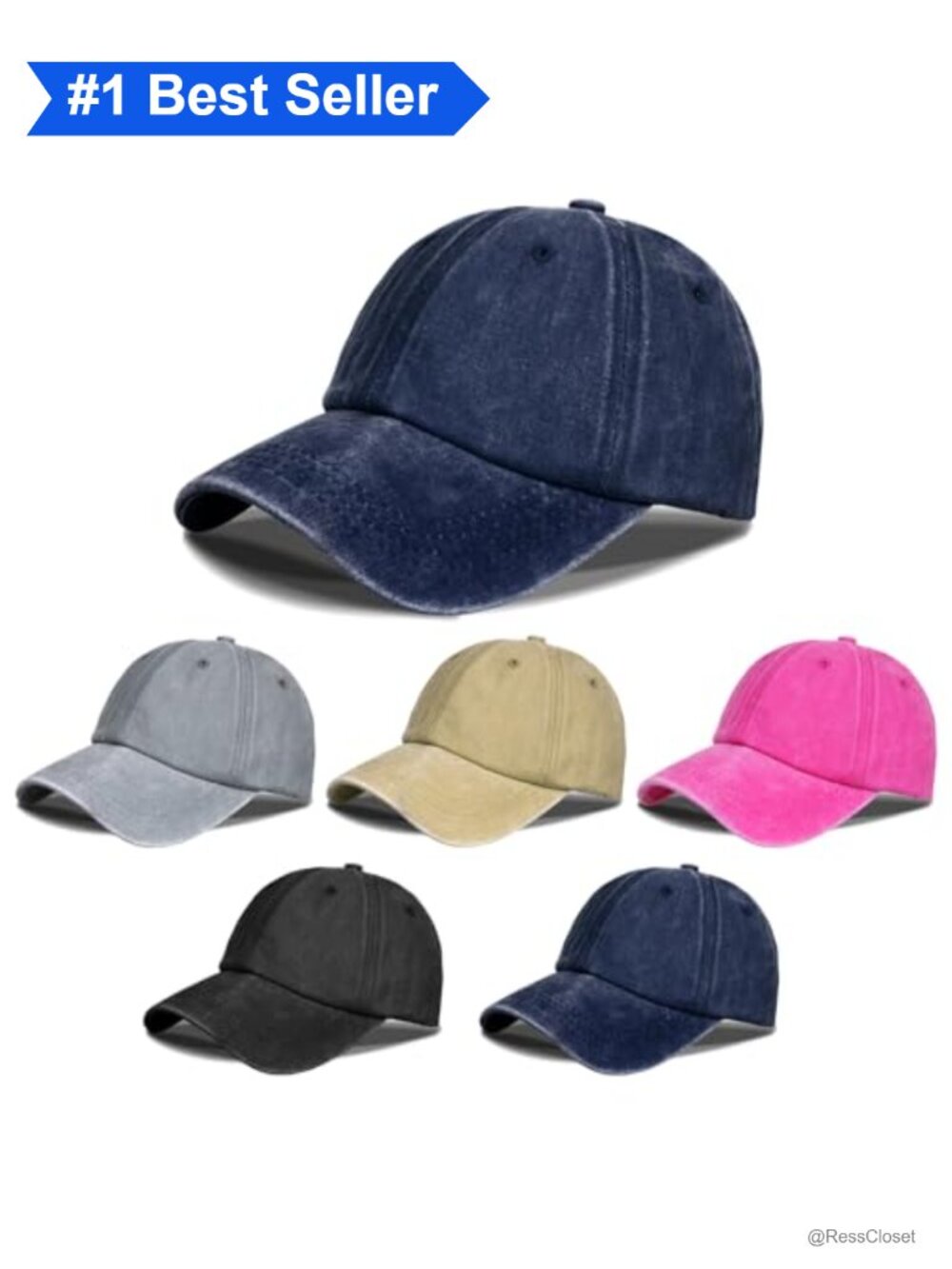 Washed Cotton Vintage Baseball Cap Unstructured Dad Hat Adjustable